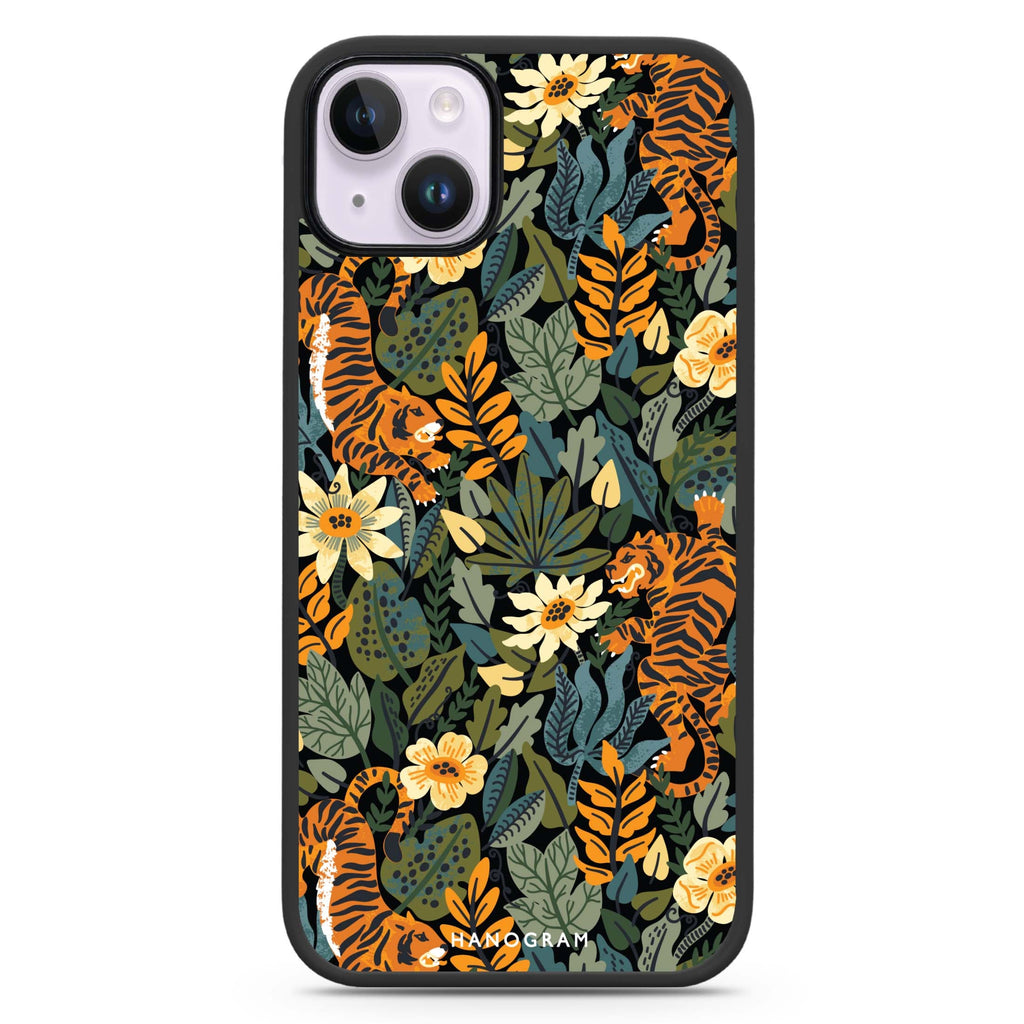 Tiger & Floral iPhone 14 Plus MagSafe Compatible Impact Guard Bumper Case