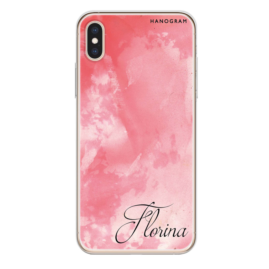 Red Colour Custom Name iPhone XS Max Ultra Clear Case