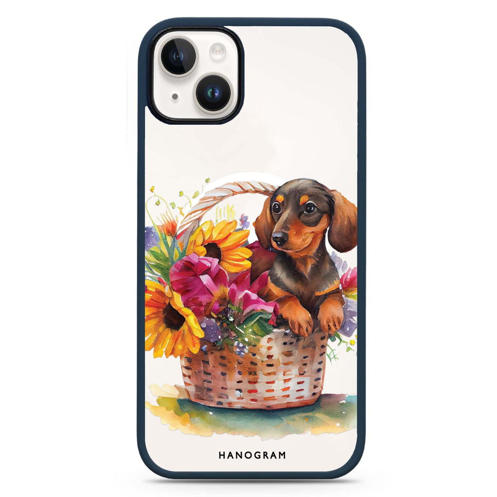 Floral & Dog iPhone 14 Plus MagSafe Compatible Impact Guard Bumper Case