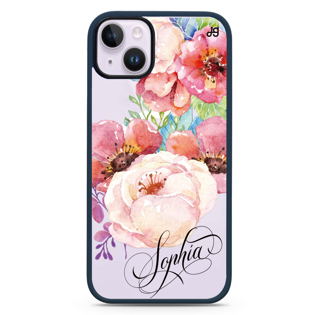 Awakening Watercolor Flowers iPhone 14 Plus MagSafe Compatible Impact Guard Bumper Case