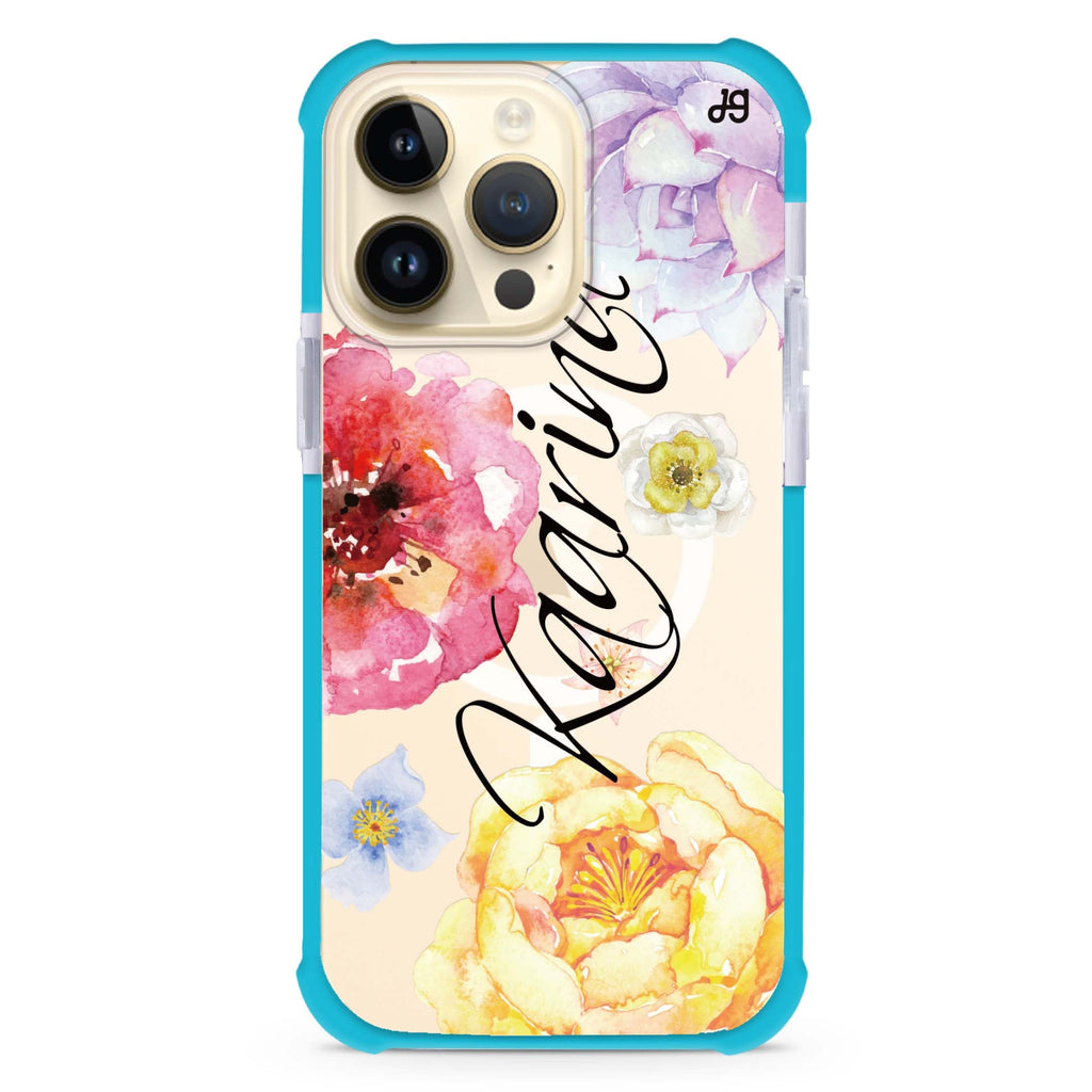 Colorful Watercolor Flowers MagSafe Compatible Ultra Shockproof Case