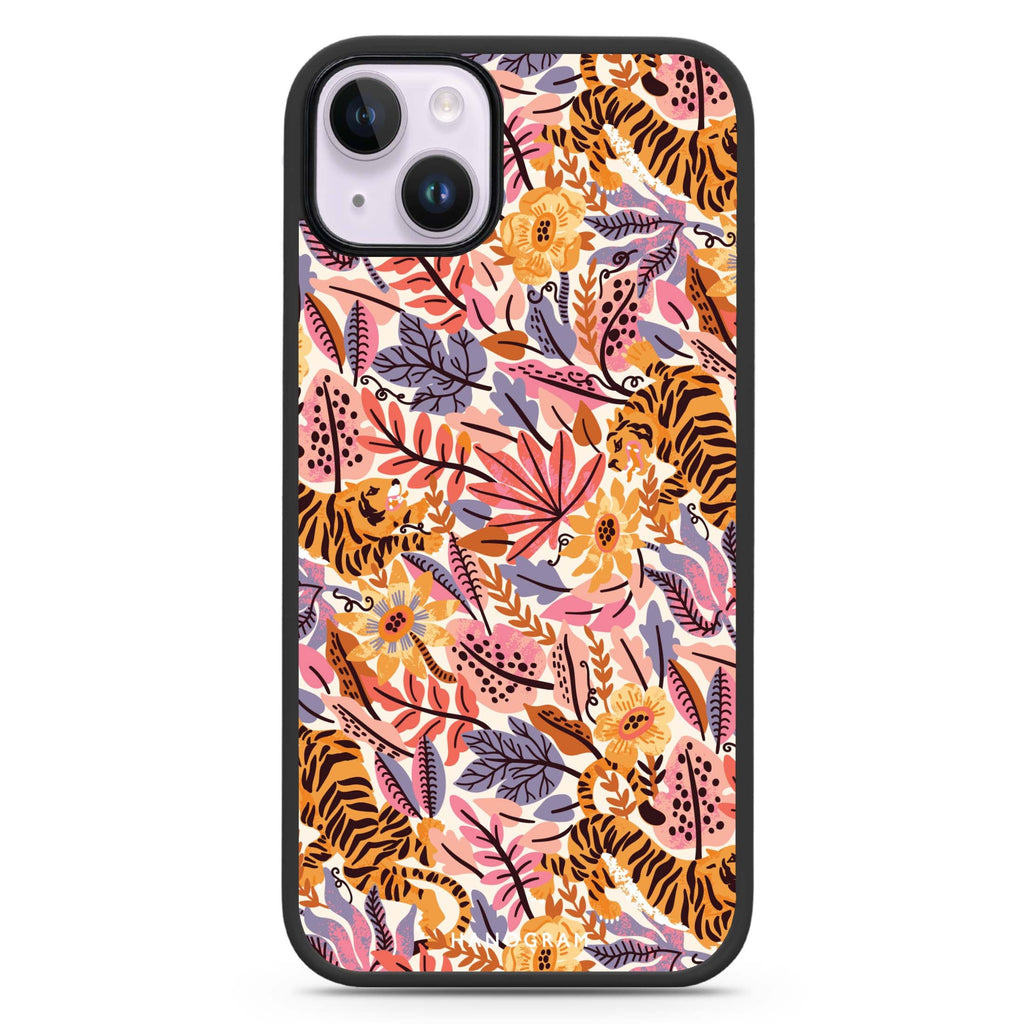 Tiger & Floral iPhone 14 Plus MagSafe Compatible Impact Guard Bumper Case