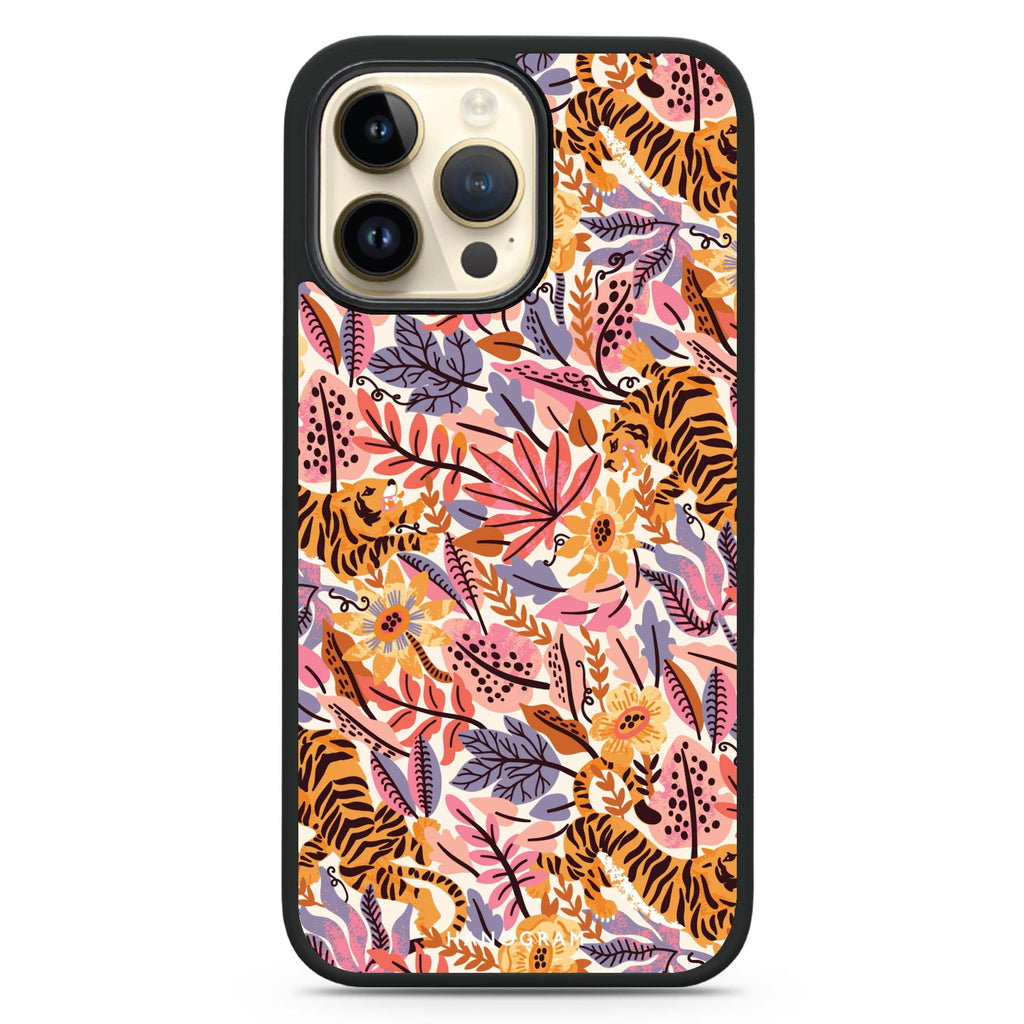 Tiger & Floral iPhone 14 Pro Max MagSafe Compatible Impact Guard Bumper Case