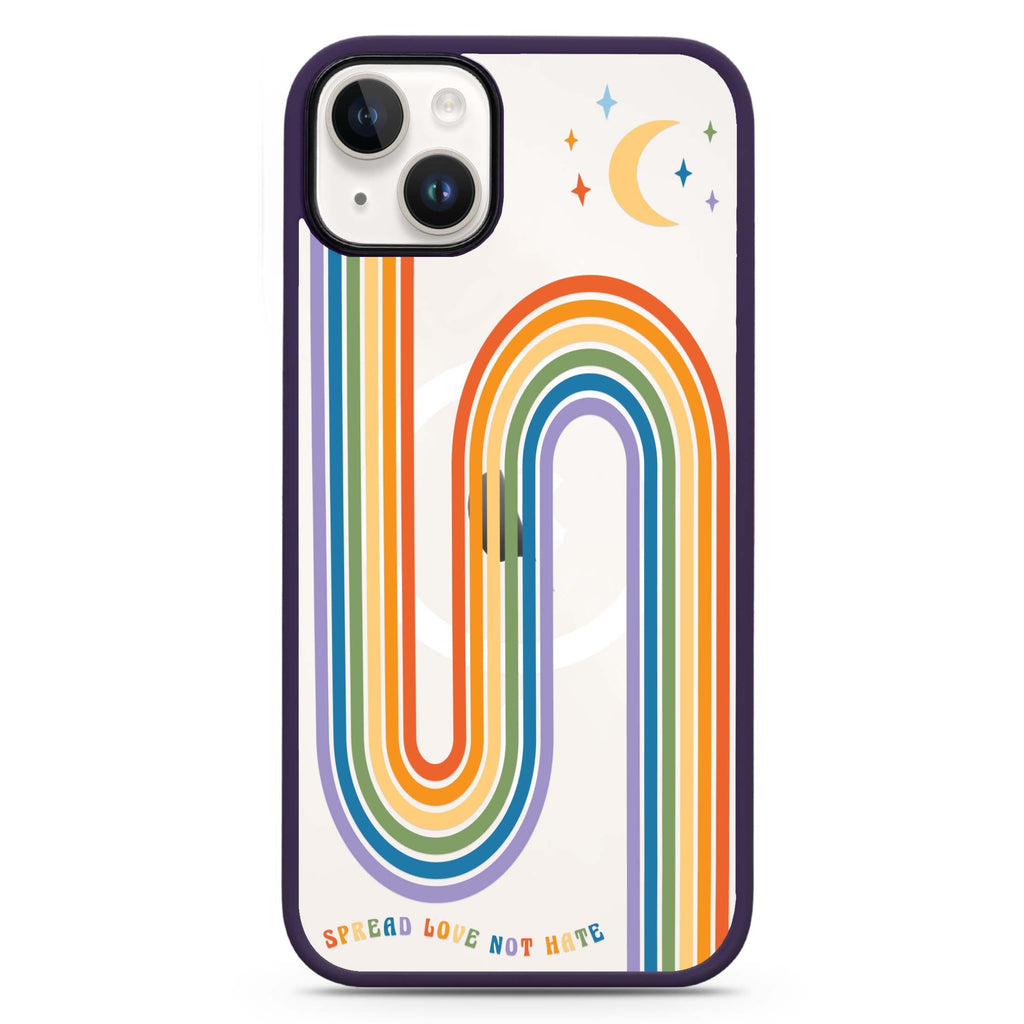 Spread Love with rainbow iPhone 14 Plus MagSafe Compatible Impact Guard Bumper Case
