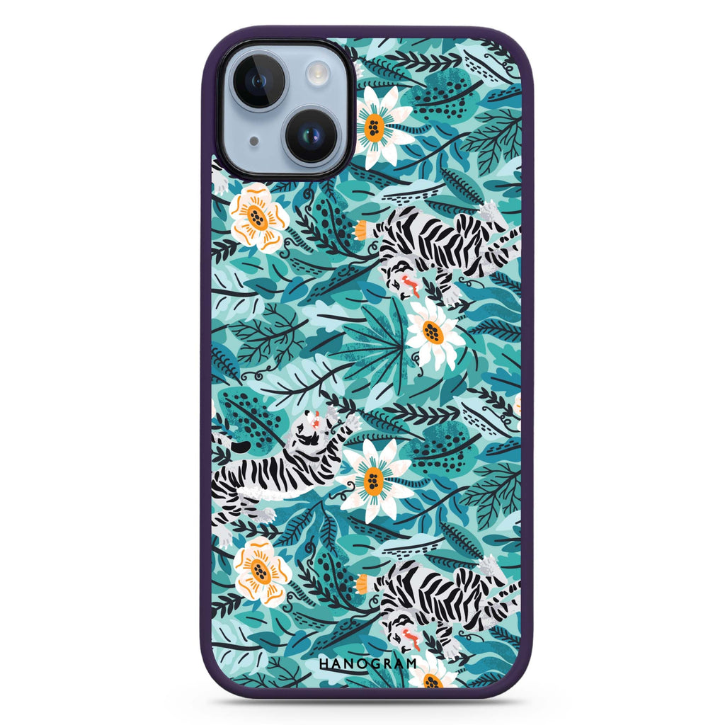 Tiger & Floral iPhone 14 Plus MagSafe Compatible Impact Guard Bumper Case