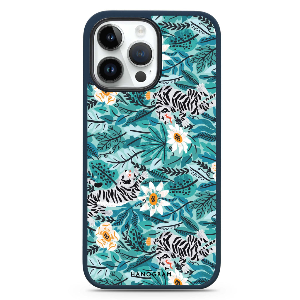 Tiger & Floral MagSafe Compatible Impact Guard Bumper Case