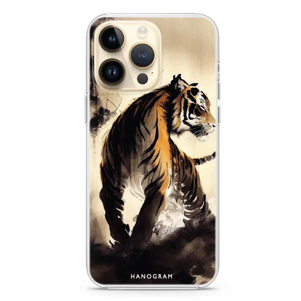Tiger Painting iPhone 14 Pro MagSafe Compatible Ultra Clear Case