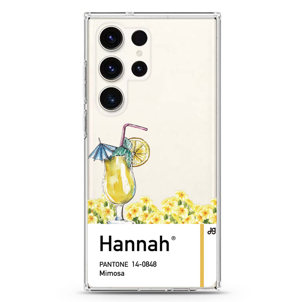 #14-0848 Mimosa I personalized name Samsung Galaxy S26/S25/S24/S23/S22 Ultra ultra clear case, transparent design, main view