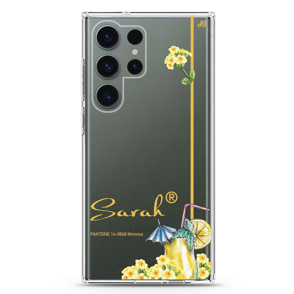 #14-0848 Mimosa II personalized name Samsung Galaxy S26/S25/S24/S23/S22 Ultra ultra clear case, transparent design, main view