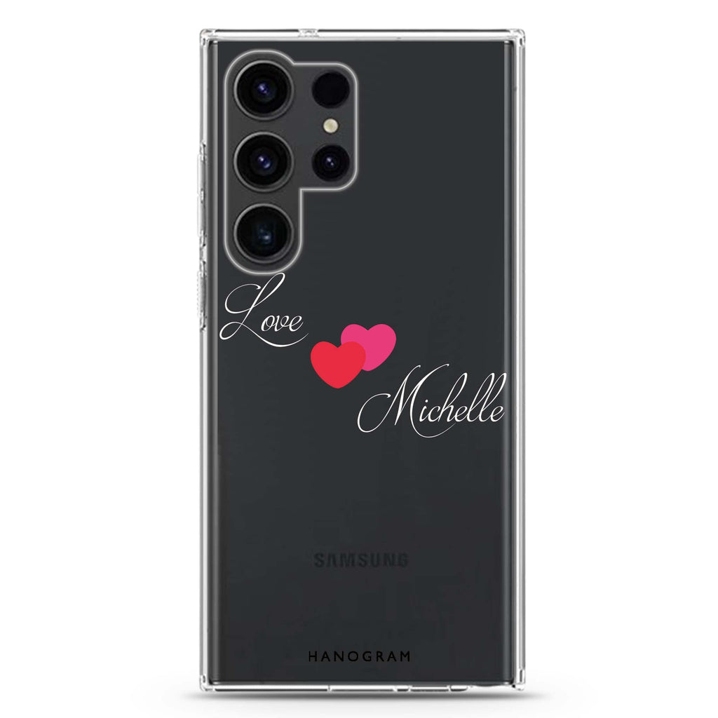 Sweet Heart #2 personalized name Samsung Galaxy S26/S25/S24/S23/S22 Ultra ultra clear case, transparent design, main view