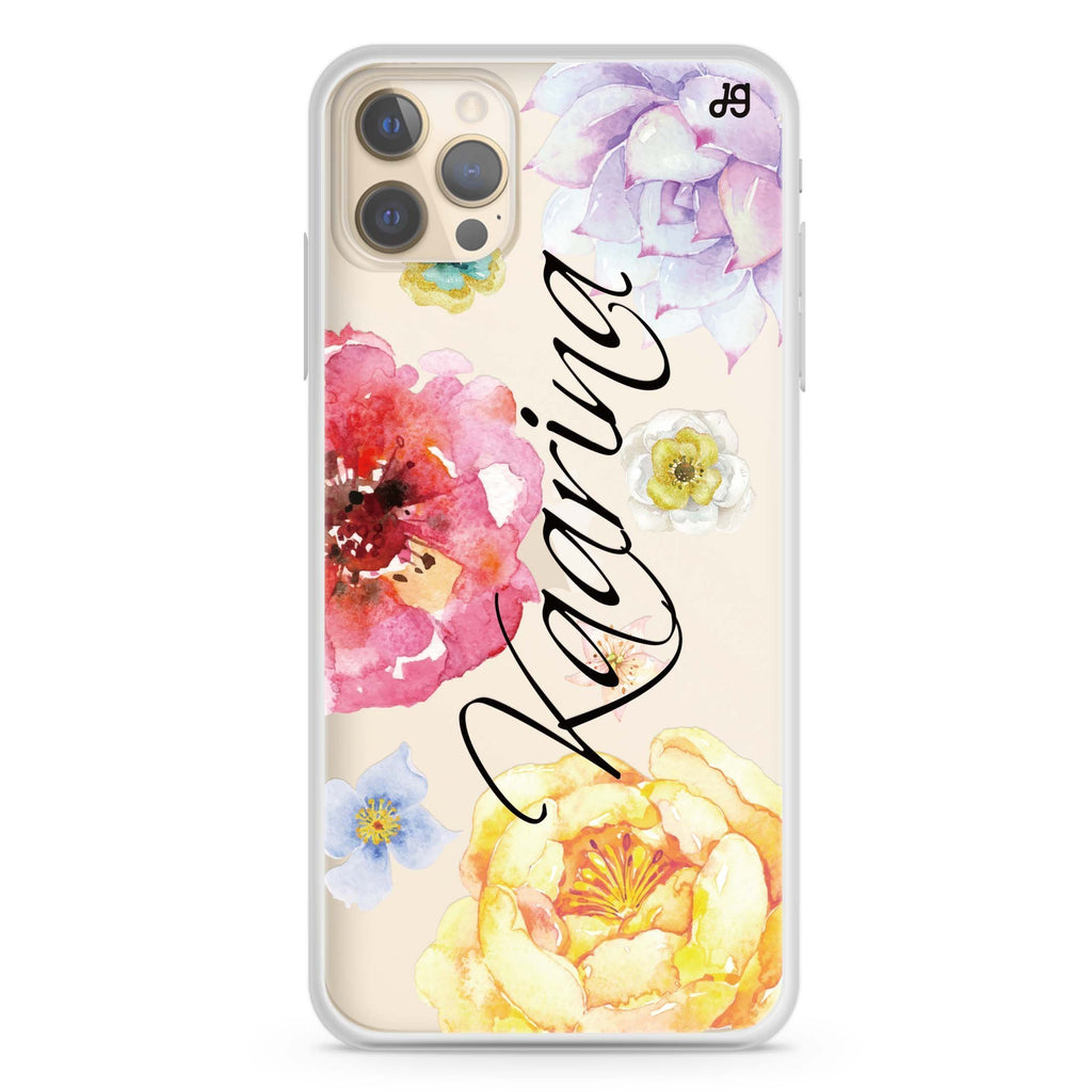 Colorful Watercolor Flowers iPhone 12 Pro Ultra Clear Case