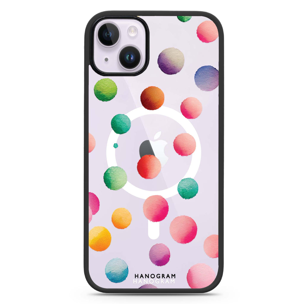 Watercolour Polka Dot iPhone 14 Plus MagSafe Compatible Impact Guard Bumper Case
