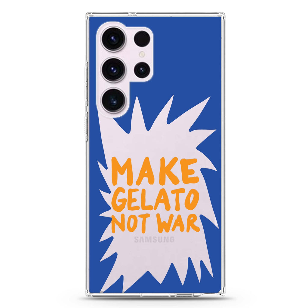 Make Gelato Not War Samsung Galaxy S26/S25/S24/S23/S22 Ultra ultra clear case, transparent design, main view
