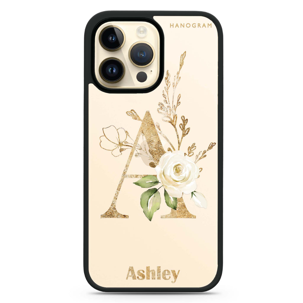 Golden Floral Monogram Impact Guard Bumper Case