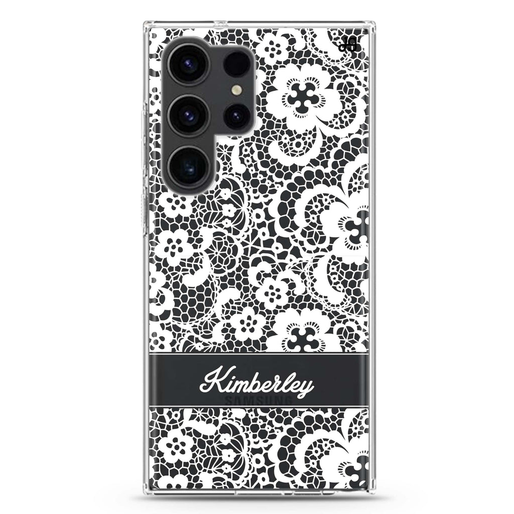 My Lace personalized name Samsung Galaxy S26/S25/S24/S23/S22 Ultra ultra clear case, transparent design, main view
