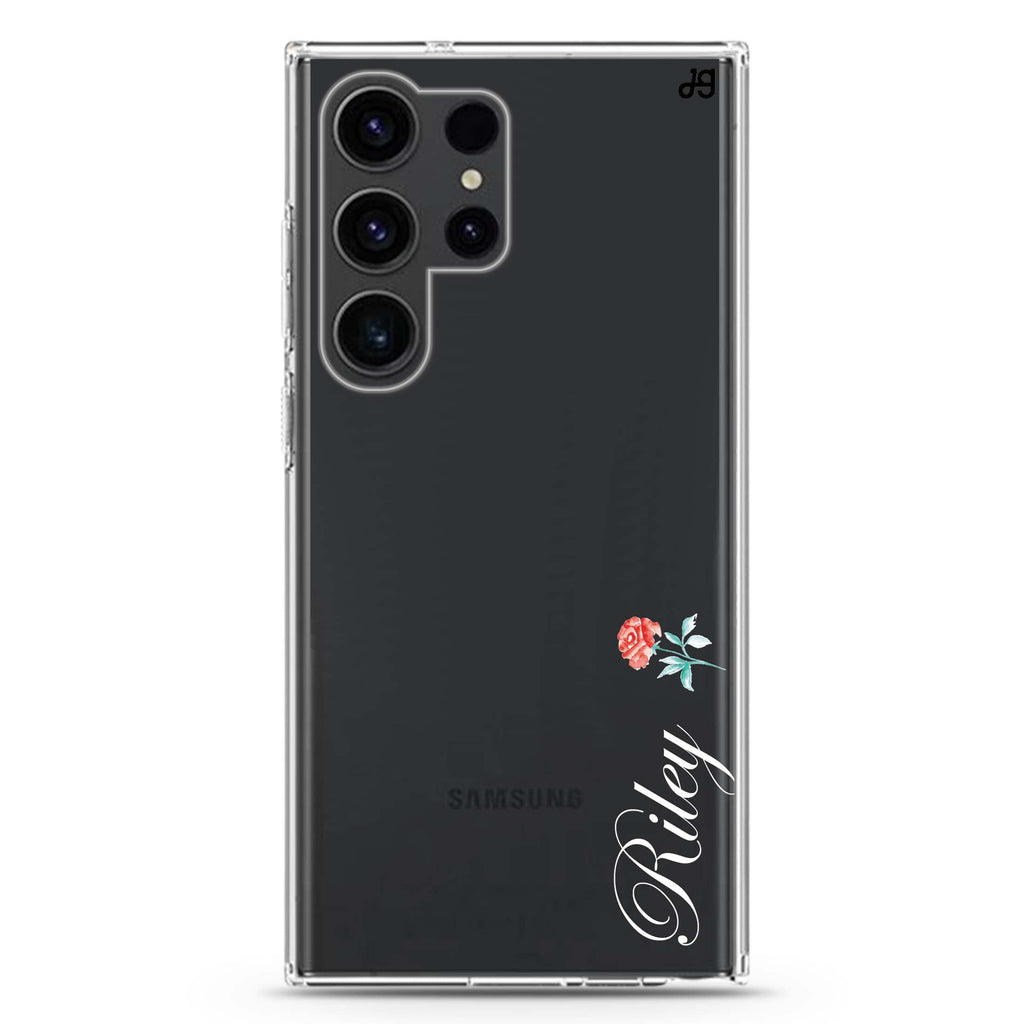 Little Flower II personalized name Samsung Galaxy S26/S25/S24/S23/S22 Ultra ultra clear case, transparent design, main view