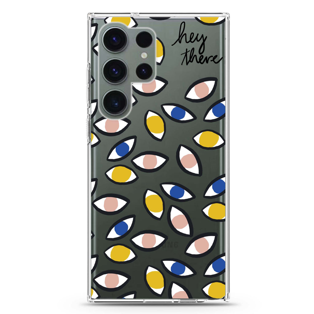 Hey There Samsung Galaxy S26/S25/S24/S23/S22 Ultra ultra clear case, transparent design, main view