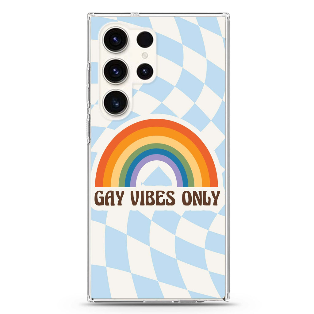 Gay Vibes Only Samsung Galaxy S26/S25/S24/S23/S22 Ultra ultra clear case, transparent design, main view