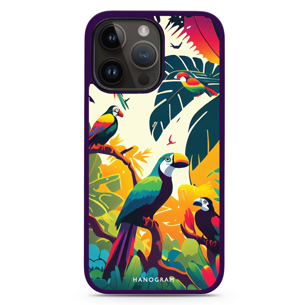 Tropical birds iPhone 14 Pro Max MagSafe Compatible Impact Guard Bumper Case