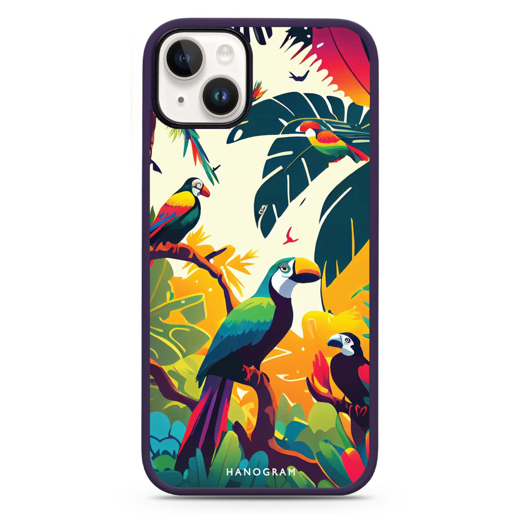 Tropical birds iPhone 14 Plus MagSafe Compatible Impact Guard Bumper Case