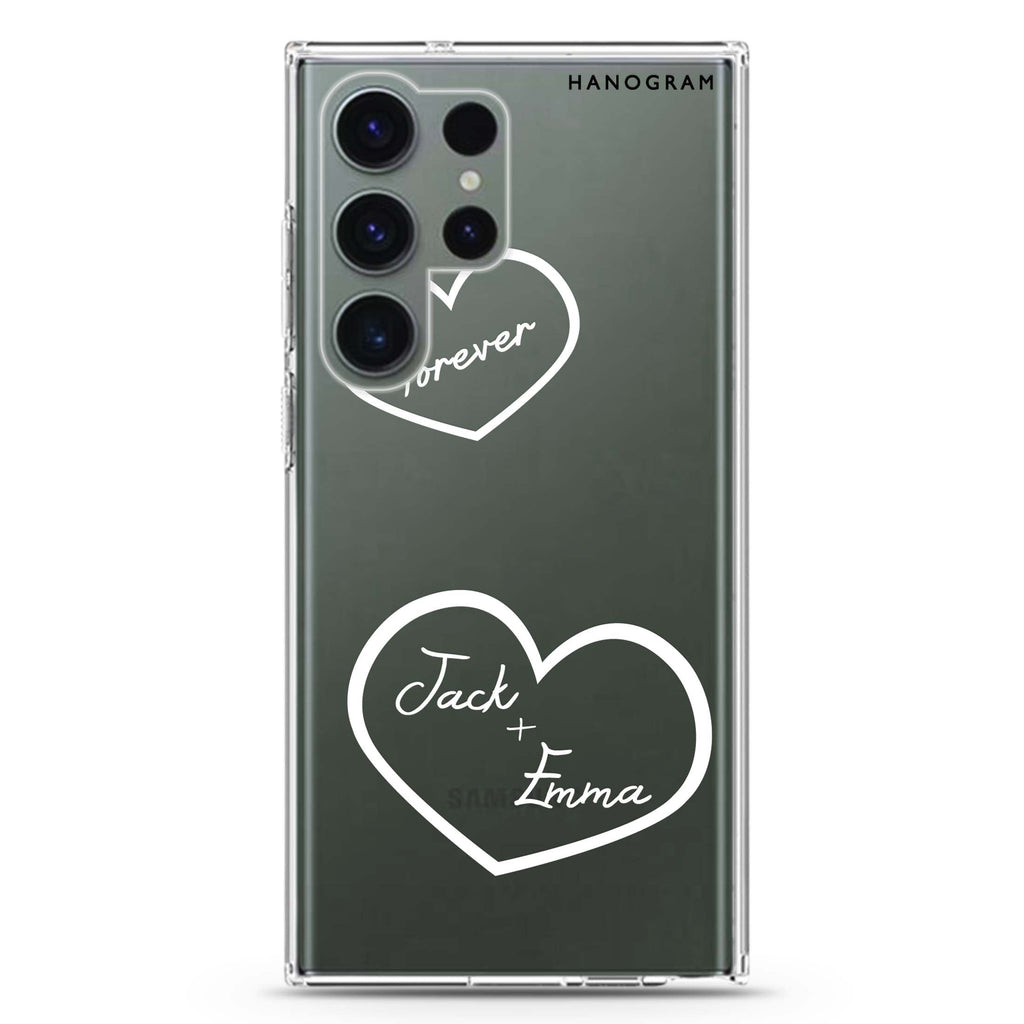 Sweet Heart II personalized name Samsung Galaxy S26/S25/S24/S23/S22 Ultra ultra clear case, transparent design, main view