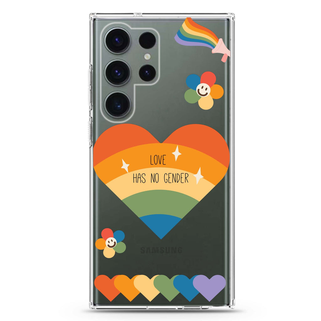 Love Has No Gender Samsung Galaxy S26/S25/S24/S23/S22 Ultra ultra clear case, transparent design, main view
