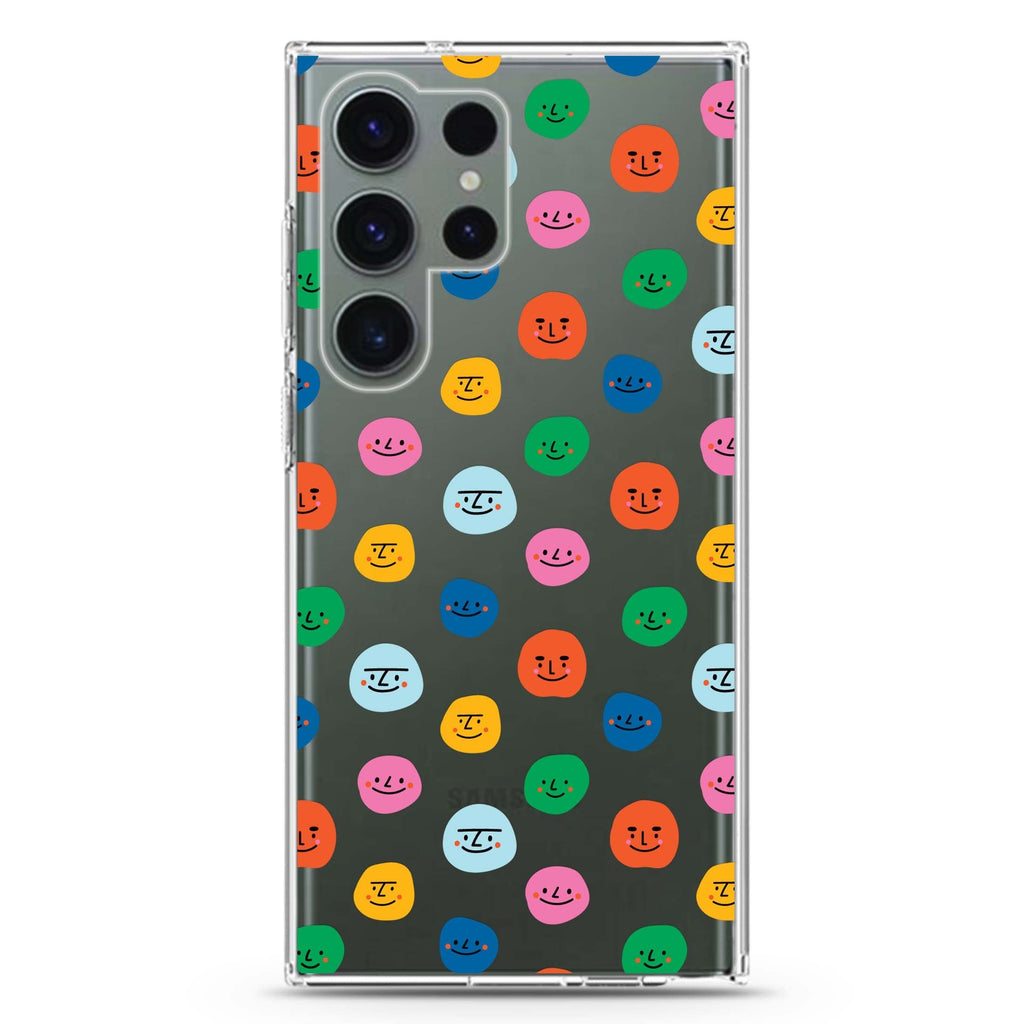 Make Me Smile Samsung Galaxy S26/S25/S24/S23/S22 Ultra ultra clear case, transparent design, main view