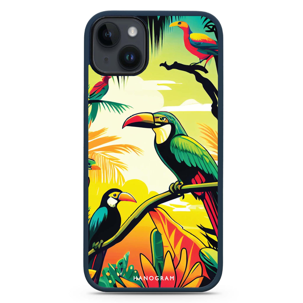 Tropical birds iPhone 14 Plus MagSafe Compatible Impact Guard Bumper Case