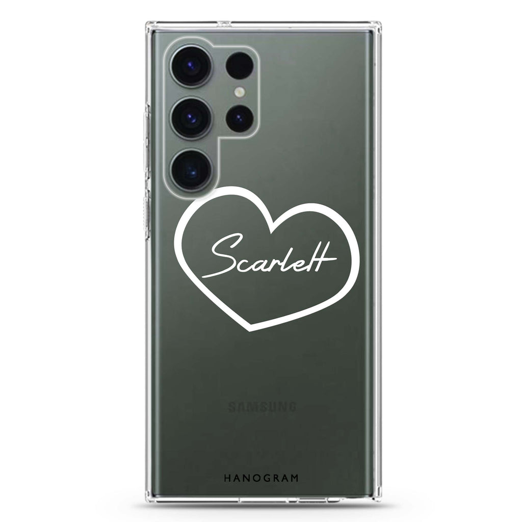 Sweet Heart #1 personalized name Samsung Galaxy S26/S25/S24/S23/S22 Ultra ultra clear case, transparent design, main view