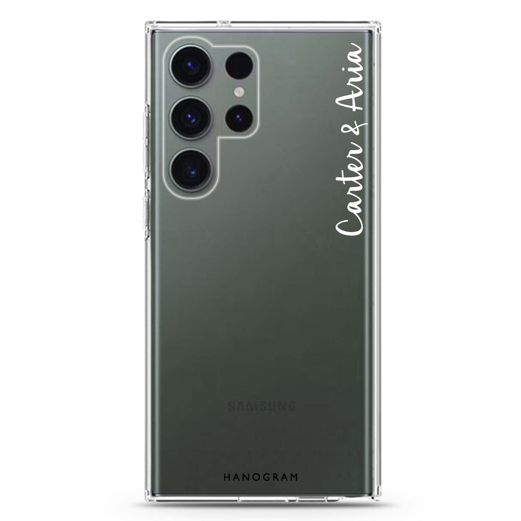 Me & You II personalized name Samsung Galaxy S26/S25/S24/S23/S22 Ultra ultra clear case, transparent design, main view