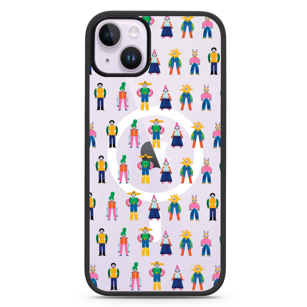 Abstract People Family iPhone 14 Plus MagSafe Compatible Impact Guard Bumper Case