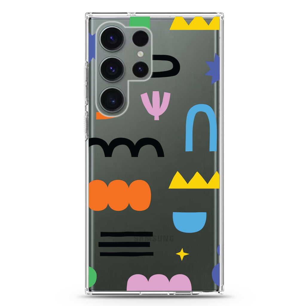 Abstract Doodles Pattern #1 Samsung Galaxy S26/S25/S24/S23/S22 Ultra ultra clear case, transparent design, main view