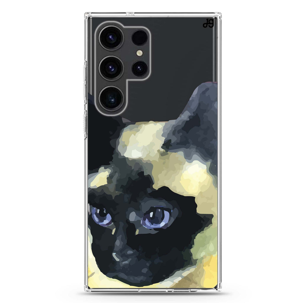 Watercolour Cat #3 Samsung Galaxy S26/S25/S24/S23/S22 Ultra ultra clear case, transparent design, main view