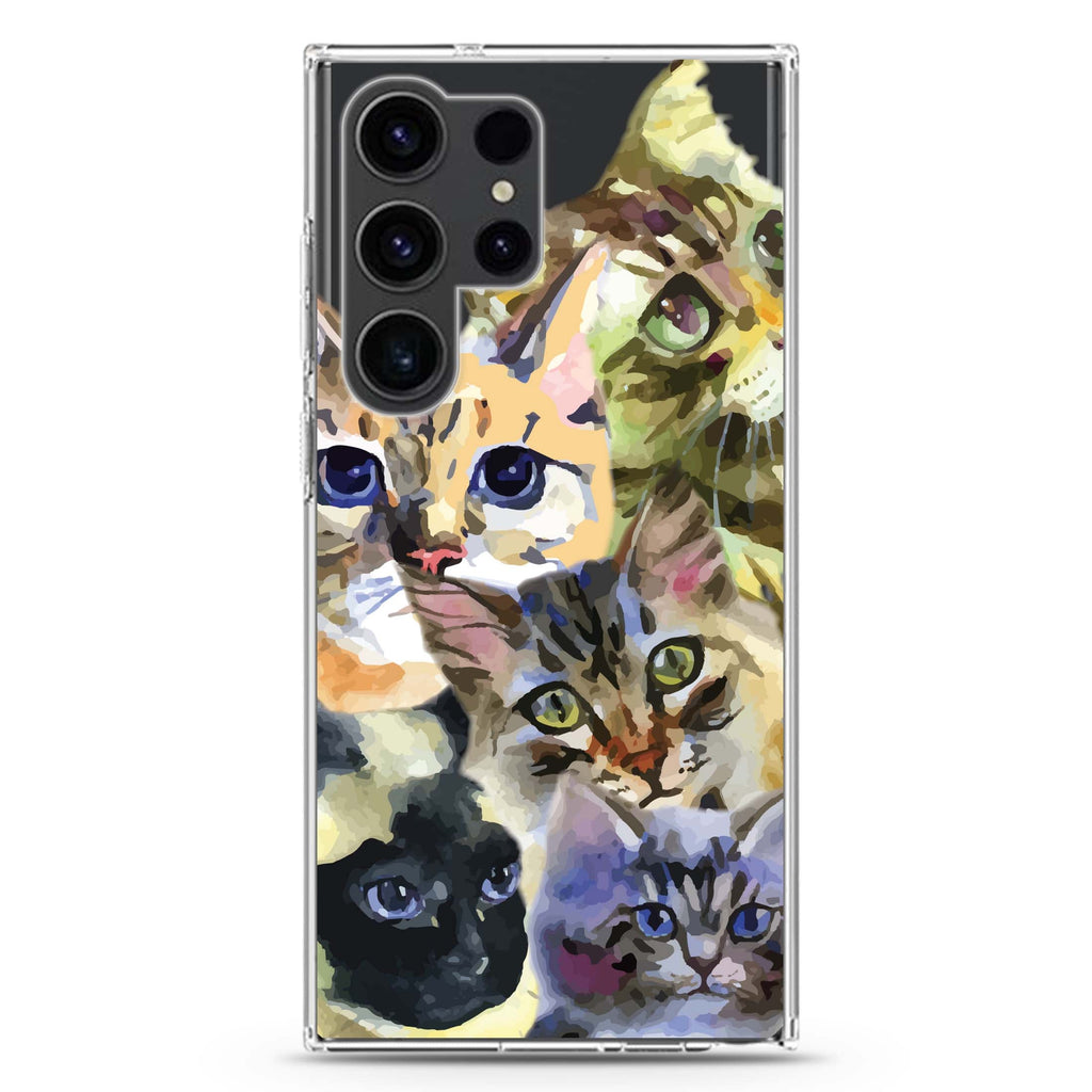 Watercolour Cat #4 Samsung Galaxy S26/S25/S24/S23/S22 Ultra ultra clear case, transparent design, main view