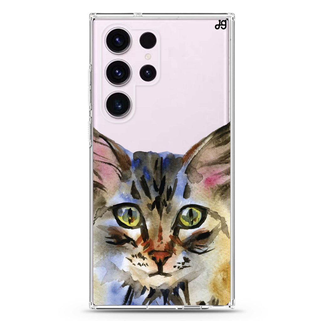 Watercolour Cat #7 Samsung Galaxy S26/S25/S24/S23/S22 Ultra ultra clear case, transparent design, main view