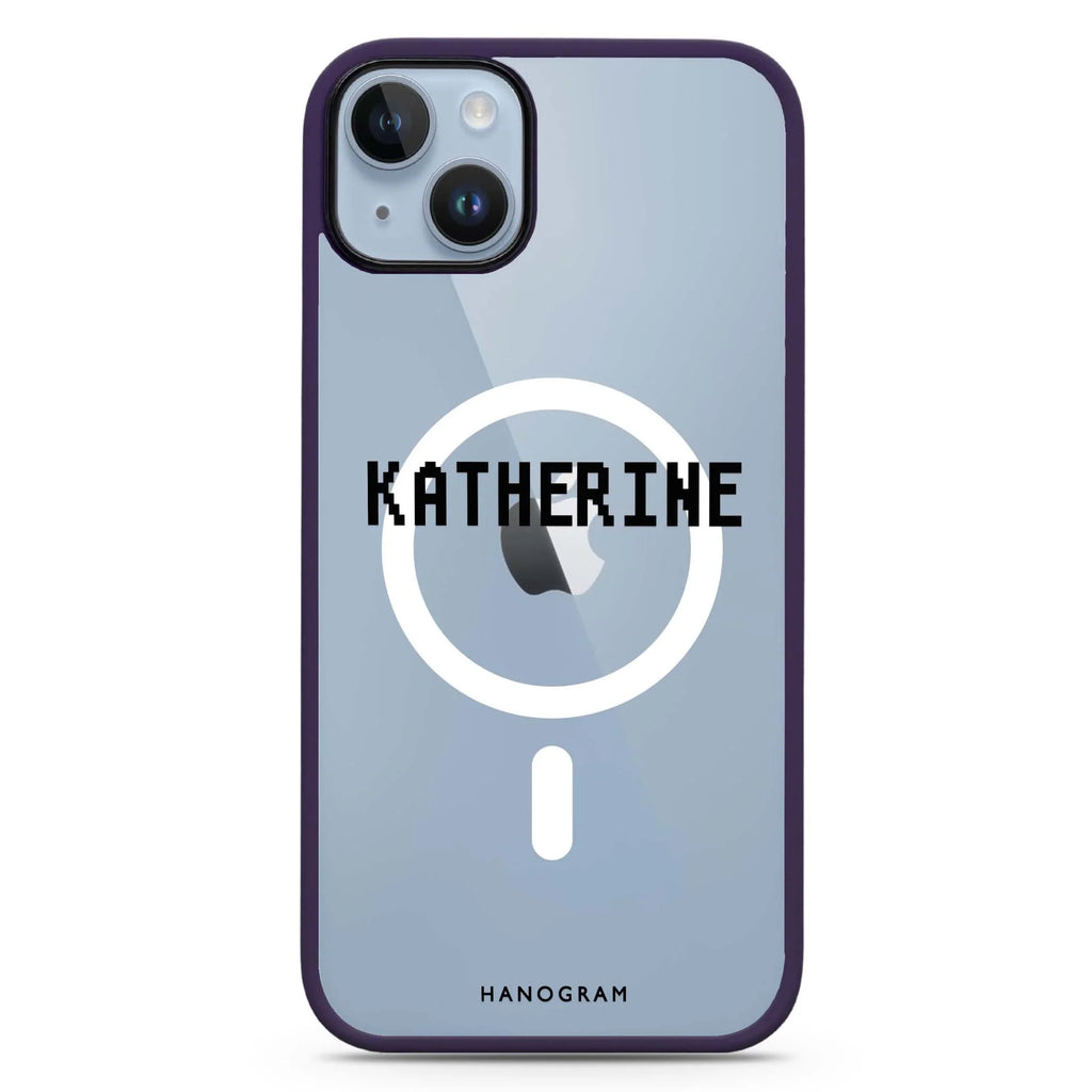 Pixel Custom Name iPhone 14 Plus MagSafe Compatible Impact Guard Bumper Case