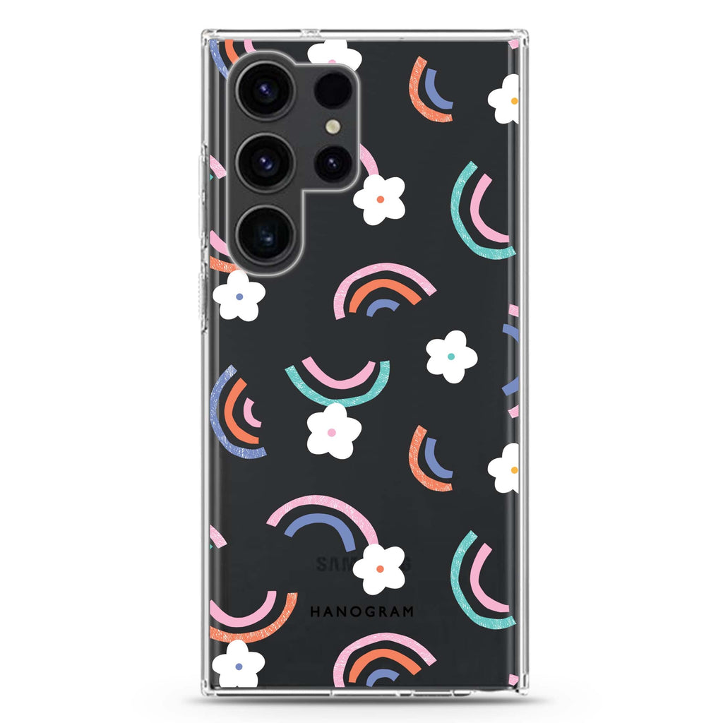 Rainbow Floral #1 Samsung Galaxy S26/S25/S24/S23/S22 Ultra ultra clear case, transparent design, main view