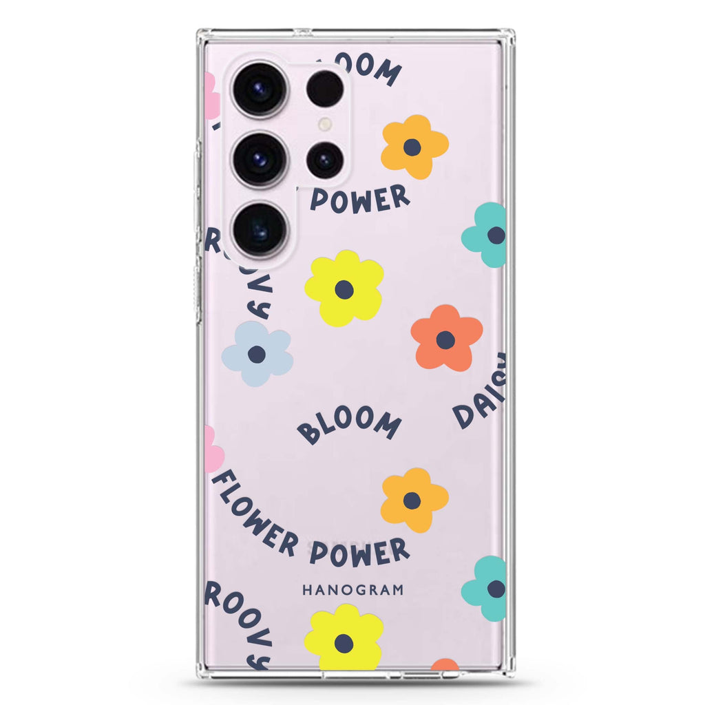 Flower Power Samsung Galaxy S26/S25/S24/S23/S22 Ultra ultra clear case, transparent design, main view