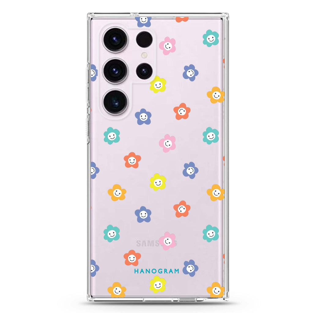 Little Smile Flowers Samsung Galaxy S26/S25/S24/S23/S22 Ultra ultra clear case, transparent design, main view