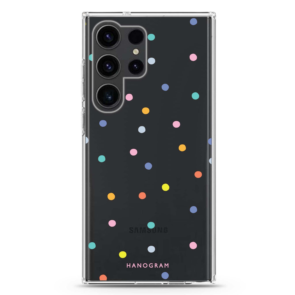 Colourful Dot Pattern Samsung Galaxy S26/S25/S24/S23/S22 Ultra ultra clear case, transparent design, main view