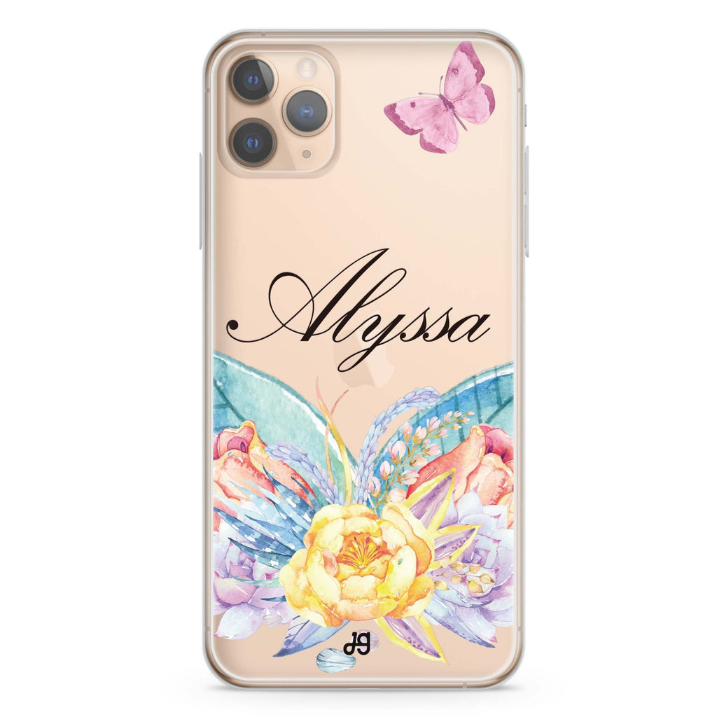 Butterfly and Abloom Rose iPhone 11 Pro Max Ultra Clear Case