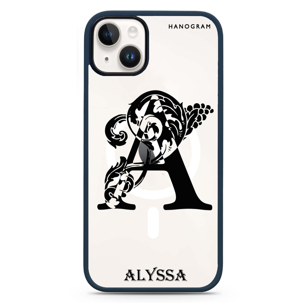 Ornamental Alphabet iPhone 14 Plus MagSafe Compatible Impact Guard Bumper Case