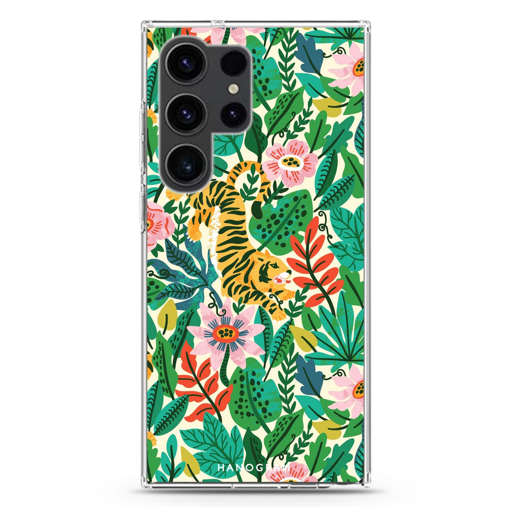 Tiger & Floral #1 Samsung Galaxy S26/S25/S24/S23/S22 Ultra ultra clear case, transparent design, main view