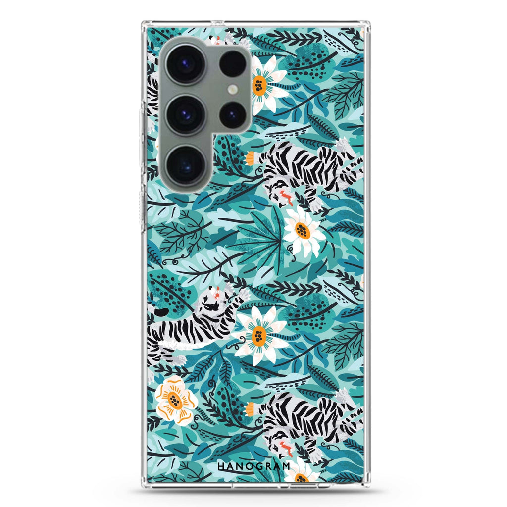 Tiger & Floral #4 Samsung Galaxy S26/S25/S24/S23/S22 Ultra ultra clear case, transparent design, main view