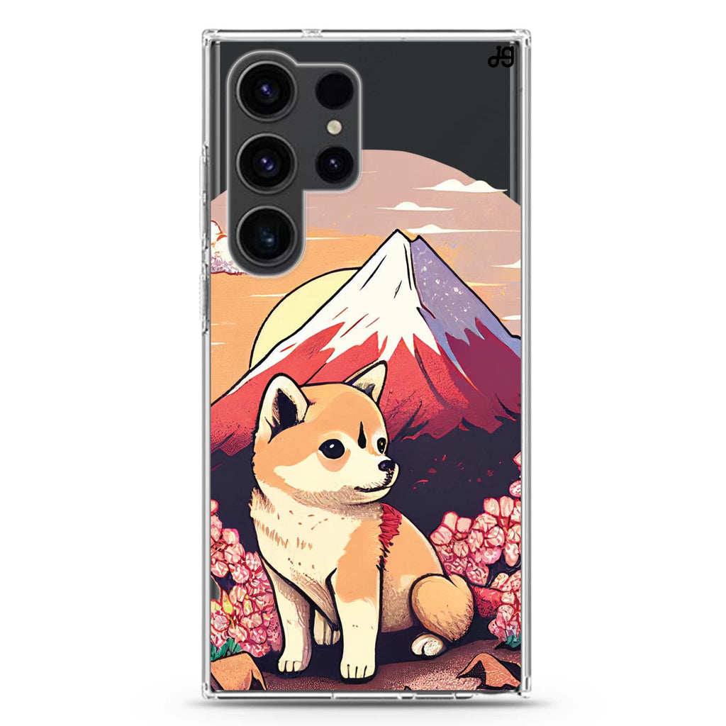Shiba Inu & Fuji Mountain Samsung Galaxy S26/S25/S24/S23/S22 Ultra ultra clear case, transparent design, main view