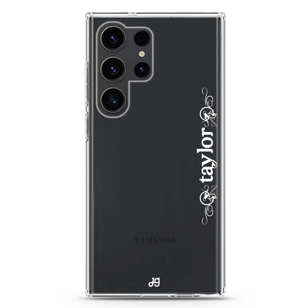 Grand Custom Name personalized name Samsung Galaxy S26/S25/S24/S23/S22 Ultra ultra clear case, transparent design, main view
