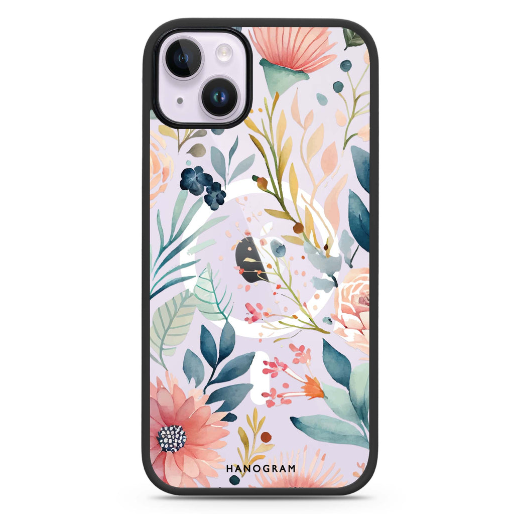 Floral Pattern iPhone 14 Plus MagSafe Compatible Impact Guard Bumper Case