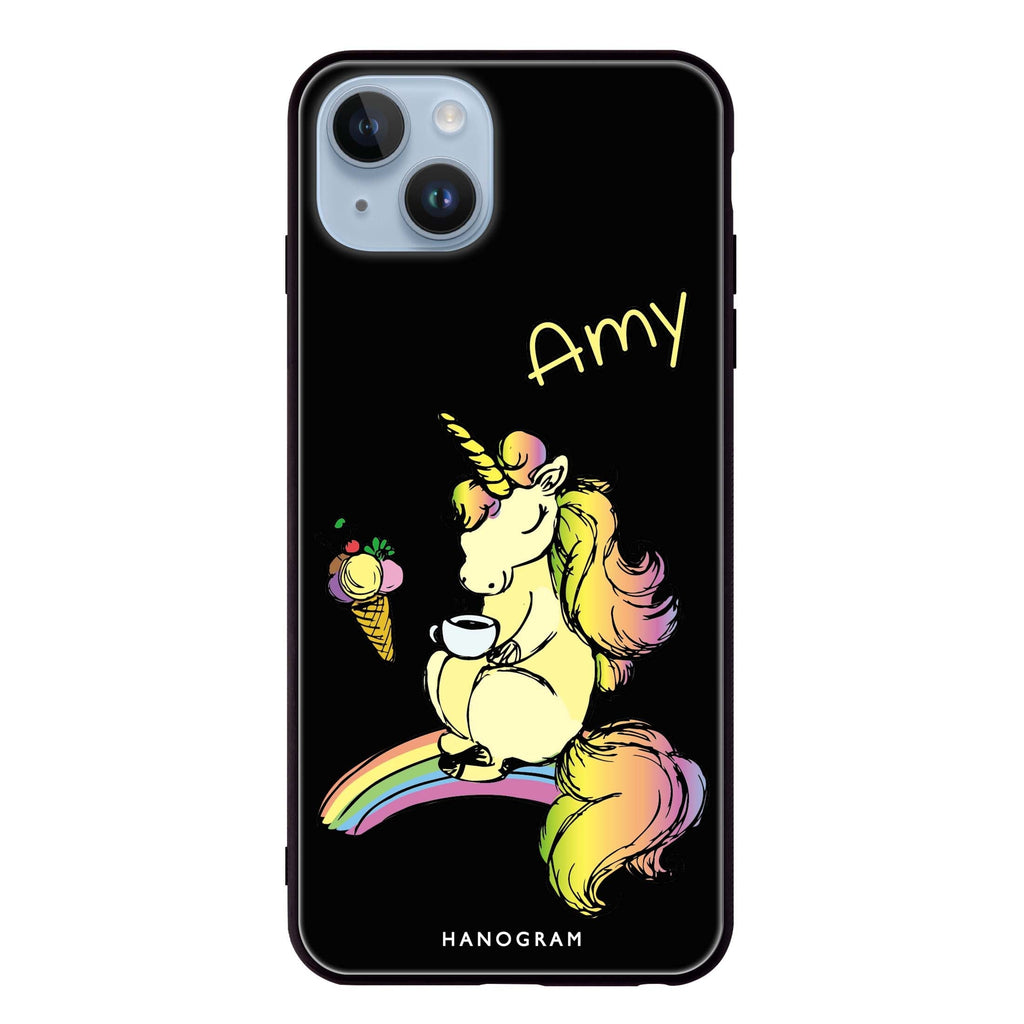Cute Unicorn iPhone 14 Plus Glass Case