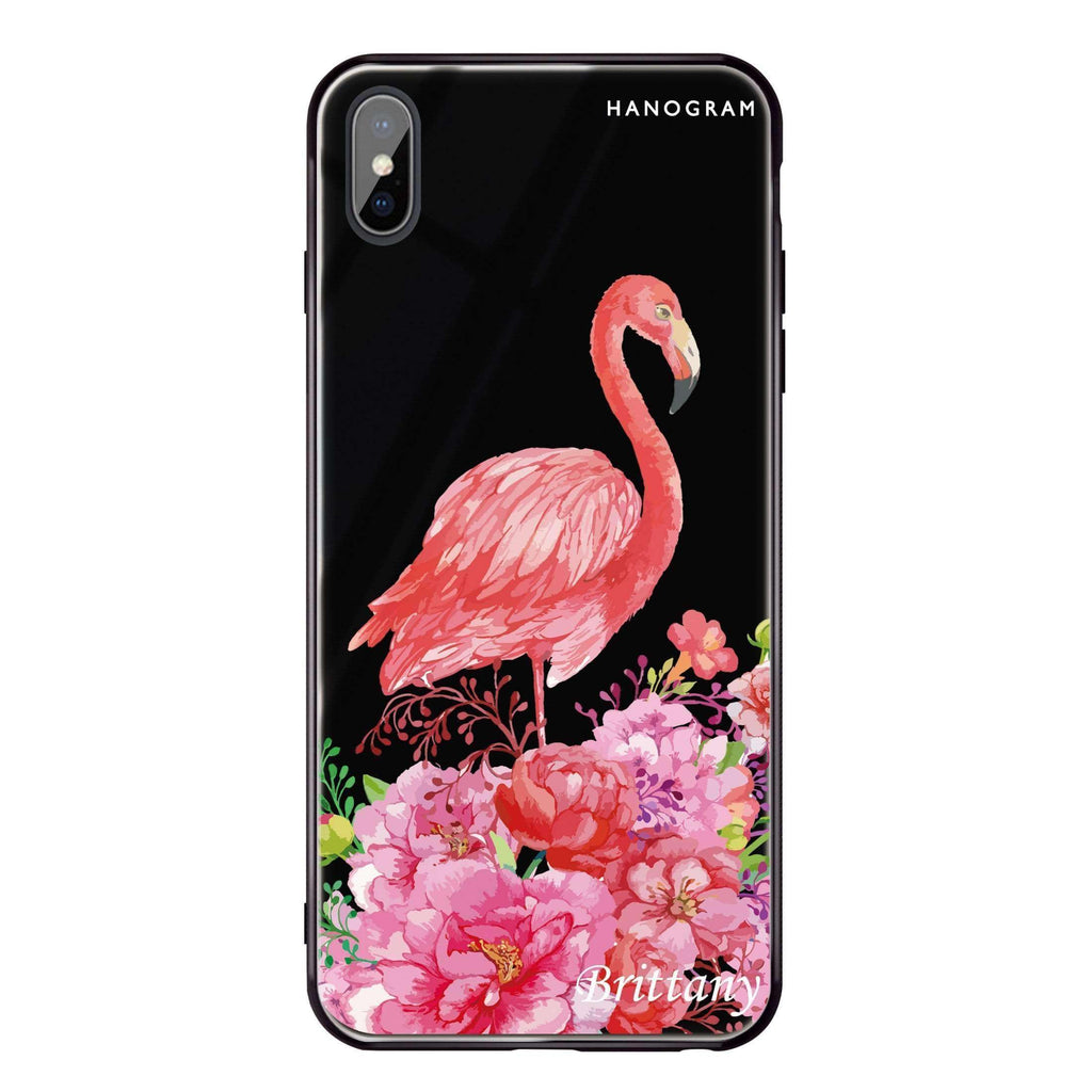 Flamingo & Flower iPhone X Glass Case