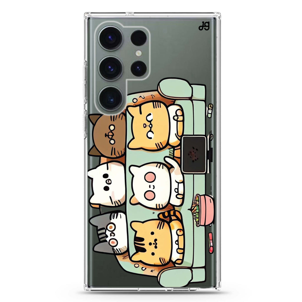 TV Cats Samsung Galaxy S26/S25/S24/S23/S22 Ultra ultra clear case, transparent design, main view